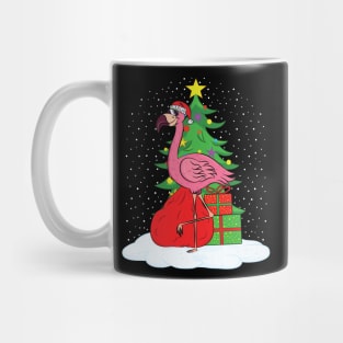 Pink Flamingo with Christmas Tree Mug